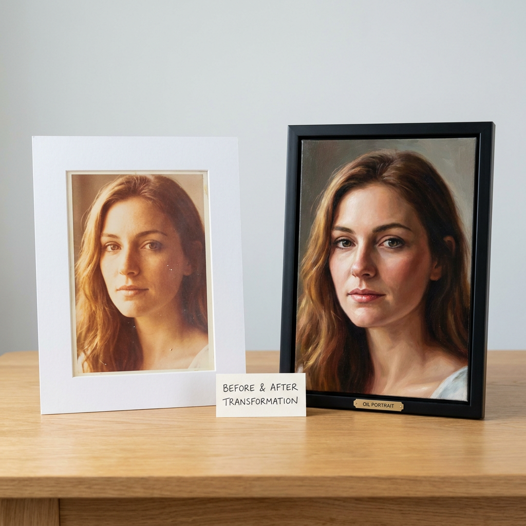 Hand-painted oil portrait in realism style, as shown on the Custom Portrait from Photo listing