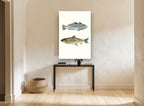 Two Speckled Fish animal canvas print on the wall of a hallway