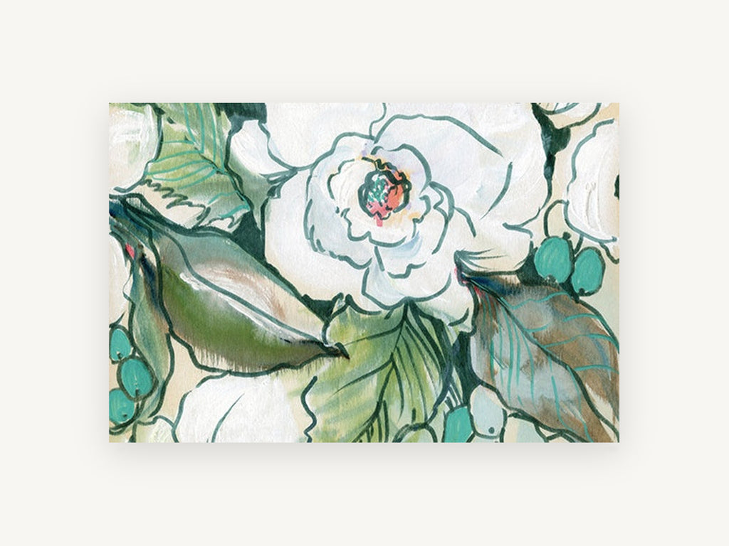Sage Bloom Study, floral canvas wall art print, front view