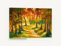 Sunlit Autumn Path, autumn tree path impressionist landscape, landscape canvas wall art print ready to hang