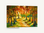 Sunlit Autumn Path, autumn tree path impressionist landscape, landscape canvas wall art print ready to hang