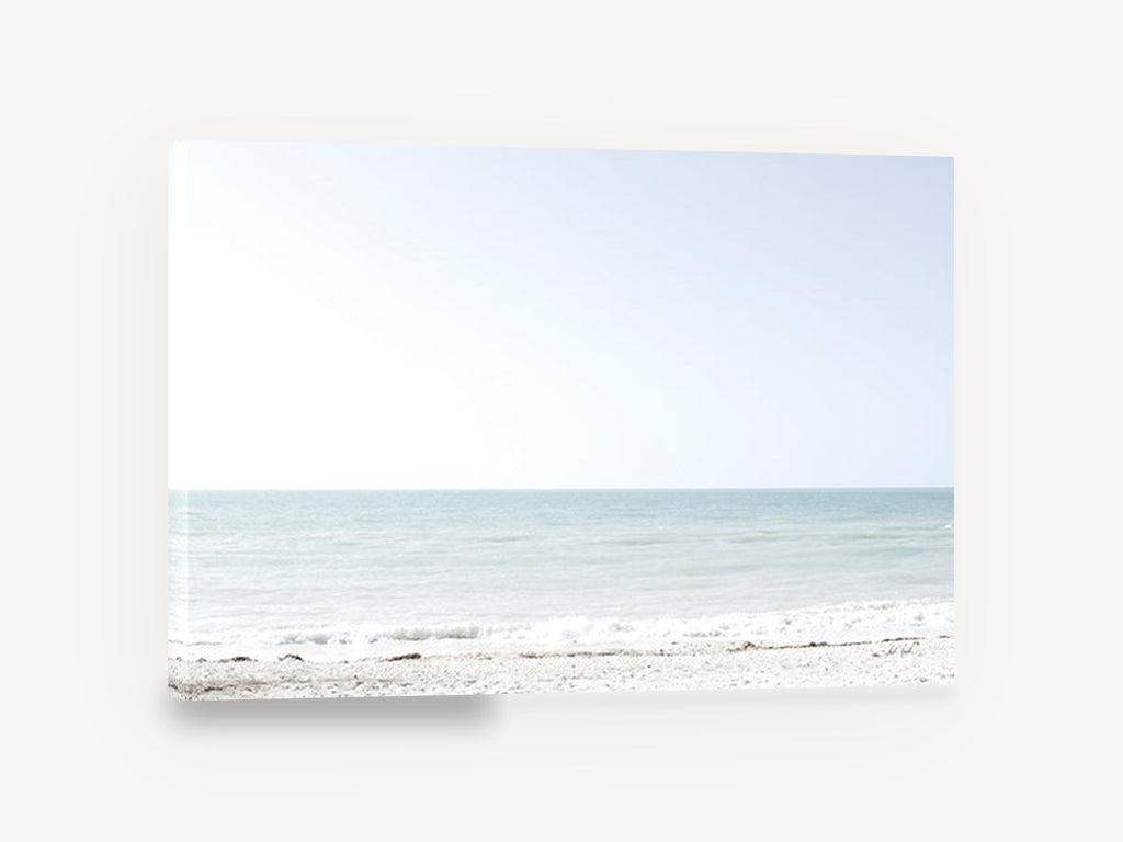 Pale Aqua Horizon, pale aqua sea high-key photograph, coastal canvas wall art print ready to hang