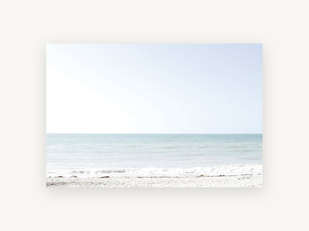 Pale Aqua Horizon, coastal canvas wall art print, front view