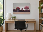 Maroon Grove at Dusk landscape canvas print on the wall of a study