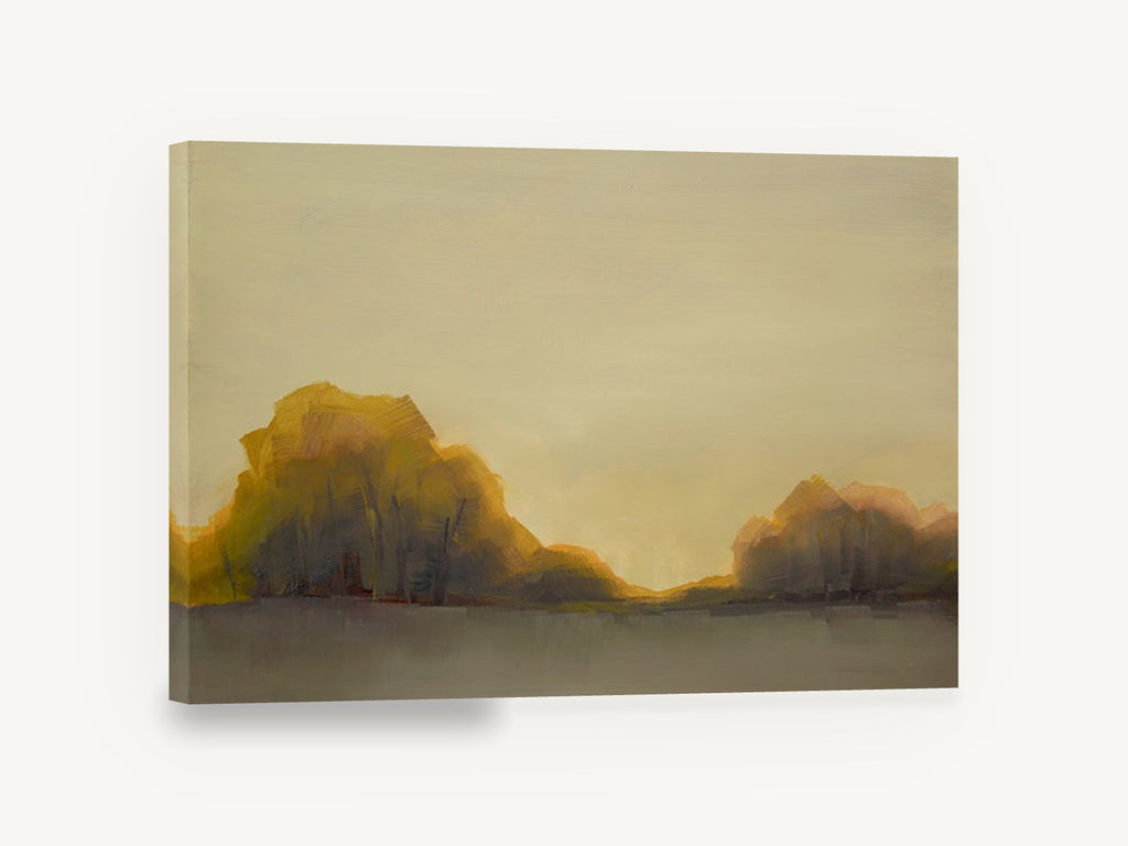 Ochre Grove at Dusk, ochre tree grove landscape painting, landscape canvas wall art print ready to hang