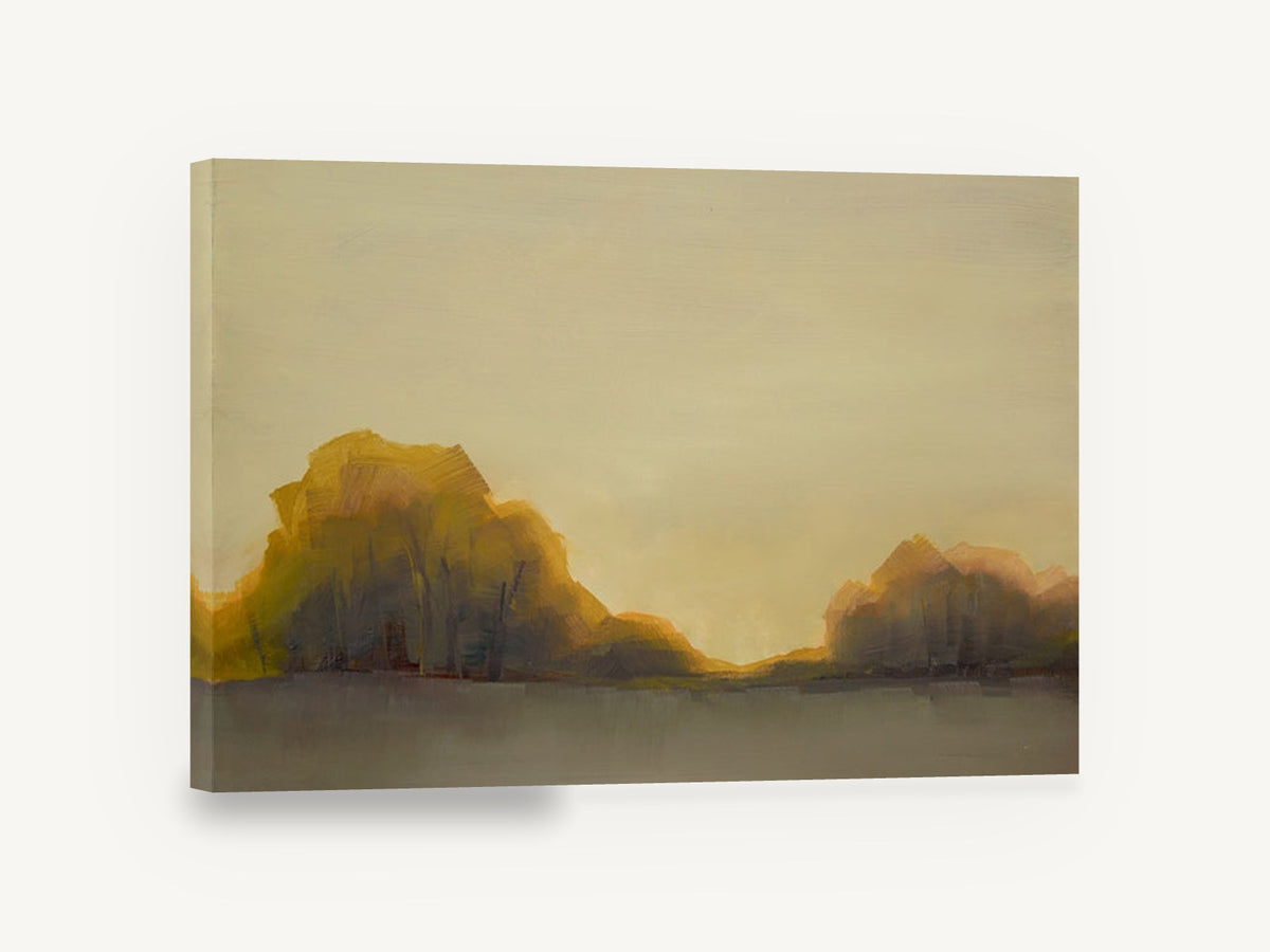 Ochre Grove at Dusk, ochre tree grove landscape painting, landscape canvas wall art print ready to hang
