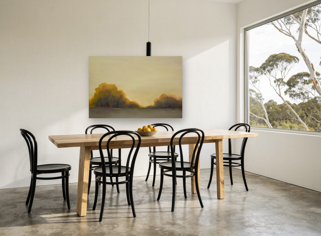 Ochre Grove at Dusk landscape canvas print on the wall of a dining room