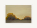Ochre Grove at Dusk, ochre tree grove landscape painting, landscape canvas wall art print, front view