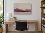 Rose Dusk Treeline landscape canvas print on the wall of a study