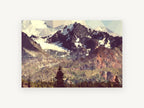 Faceted Alpine Slope, low poly mountain valley artwork, landscape canvas wall art print, front view