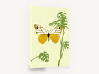 Gold Butterfly Monstera, gold butterfly monstera paper collage, floral canvas wall art print ready to hang