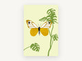 Gold Butterfly Monstera, floral canvas wall art print, front view