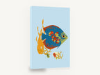 Paper Cut Angelfish, colourful paper collage fish illustration, coastal canvas wall art print ready to hang