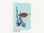 Paper Cut Sea Turtle, sea turtle paper cut illustration, coastal canvas wall art print ready to hang