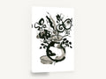 Ink Bloom Vase, black ink flowers in vase, floral canvas wall art print ready to hang
