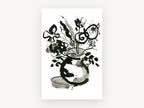 Ink Bloom Vase, floral canvas wall art print, front view