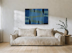 Mirrored Chrysler Blues city canvas print on the wall of a living room