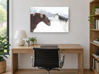 Winter Horses Nose to Nose landscape canvas print on the wall of a study