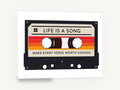 Life Is a Song Cassette, retro cassette tape music print, stretched canvas wall art print ready to hang