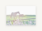 Mare and Foal Morning, mare and foal pasture photograph, landscape canvas wall art print, front view