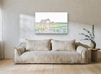 Mare and Foal Morning landscape canvas print on the wall of a living room