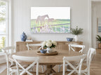 Mare and Foal Morning landscape canvas print on the wall of a Hamptons dining room