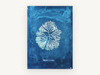 Indigo Fan Frond Seaweed, vintage canvas wall art print, front view