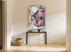Mulberry Poppy Negative floral canvas print on the wall of a hallway