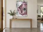 Mulberry Poppy Negative floral canvas print on the wall of a entry hall