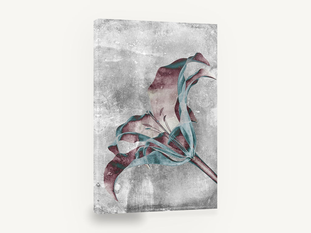 Inverted Lily Bloom, inverted lily grey botanical art, floral canvas wall art print ready to hang