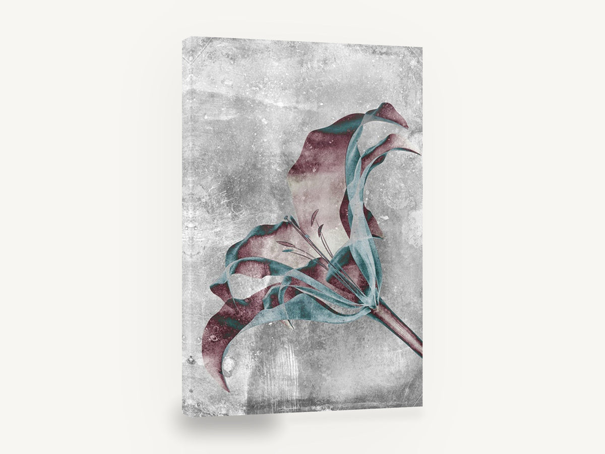 Inverted Lily Bloom, inverted lily grey botanical art, floral canvas wall art print ready to hang