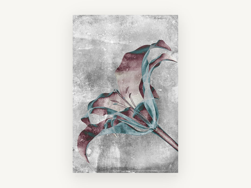 Inverted Lily Bloom, floral canvas wall art print, front view