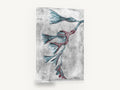Teal Blooms in Negative, inverted teal flower branch botanical, floral canvas wall art print ready to hang