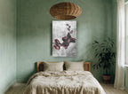 Burgundy Orchid Spray floral canvas print on the wall of a bedroom