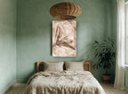 Sepia Lily Negative floral canvas print on the wall of a bedroom