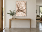 Sepia Lily Negative floral canvas print on the wall of a entry hall