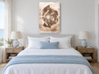 Sepia Poppy Negative floral canvas print on the wall of a coastal bedroom
