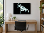Lily in X-Ray Glow floral canvas print on the wall of a study