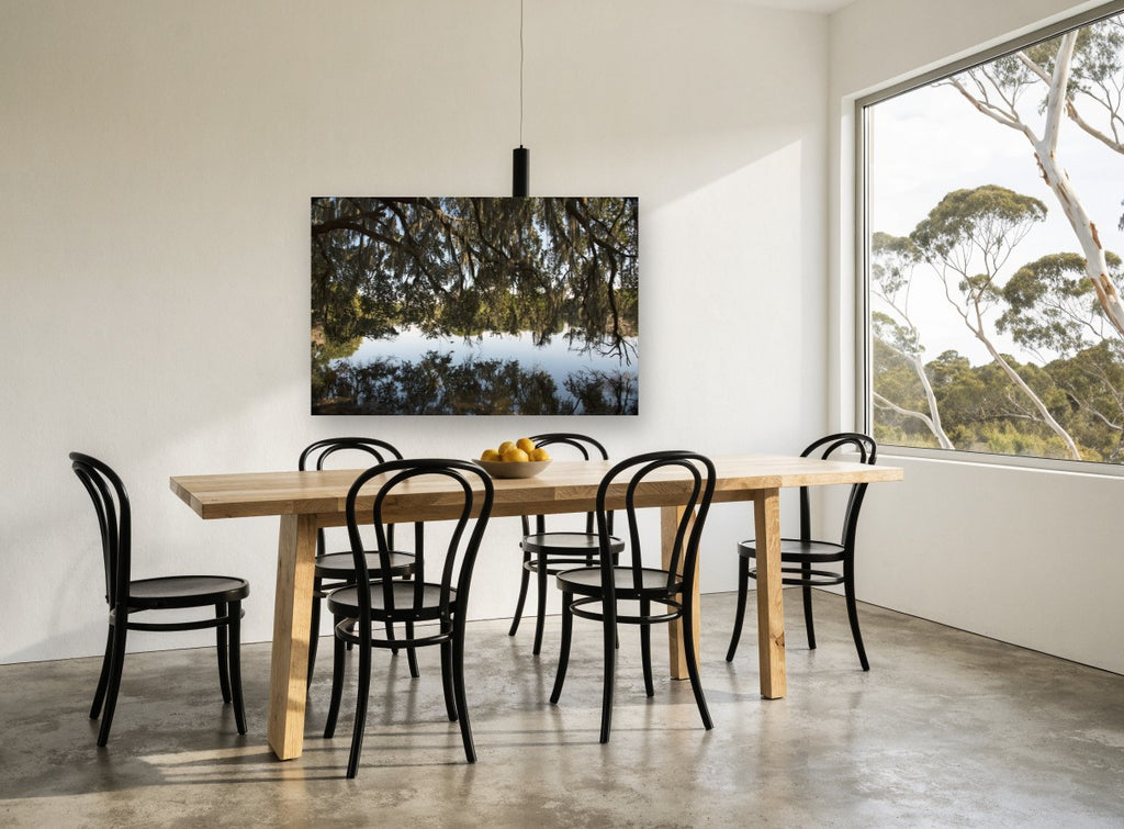 Moss Canopy Reflection landscape canvas print on the wall of a dining room