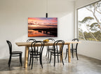 Dusk Over Still Water landscape canvas print on the wall of a dining room