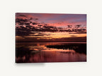 Crimson Lake Dusk, pink sunset lake reflection photograph, landscape canvas wall art print ready to hang