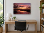 Crimson Lake Dusk landscape canvas print on the wall of a study