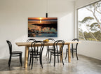 Amber Marsh Reflections landscape canvas print on the wall of a dining room