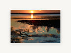 Amber Marsh Reflections, sunset lake marsh reflections photograph, landscape canvas wall art print, front view