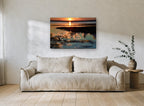 Amber Marsh Reflections landscape canvas print on the wall of a living room
