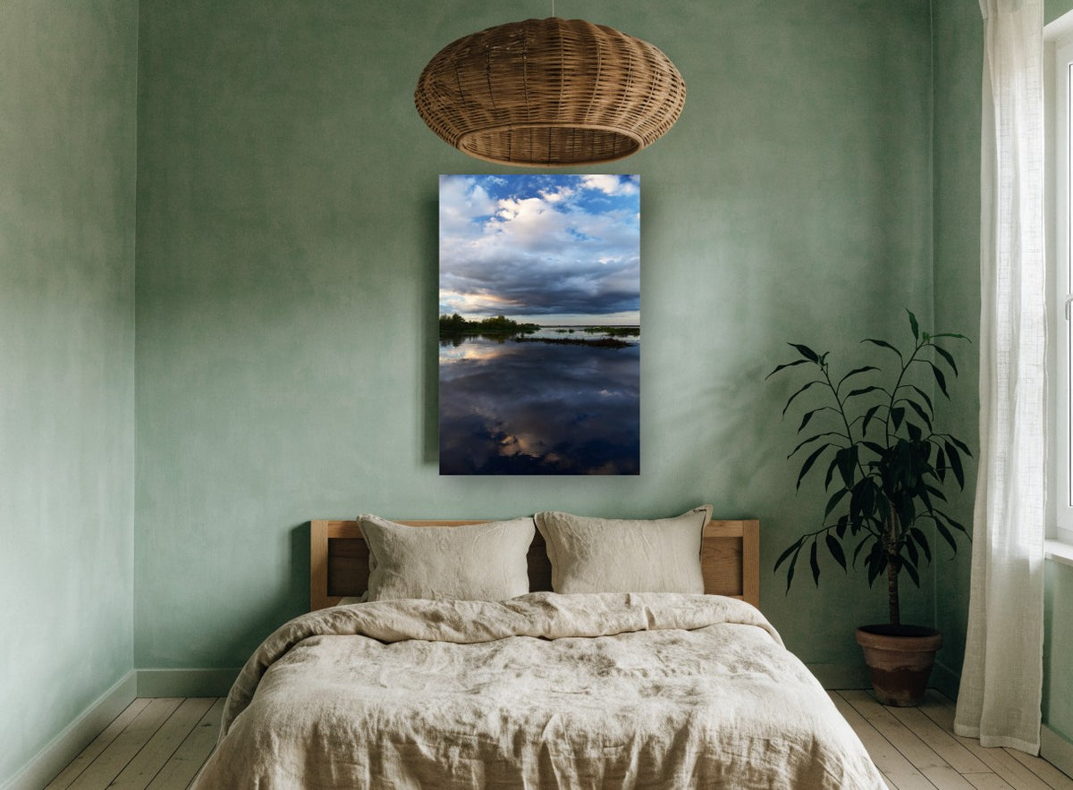 Still Water Storm landscape canvas print on the wall of a bedroom