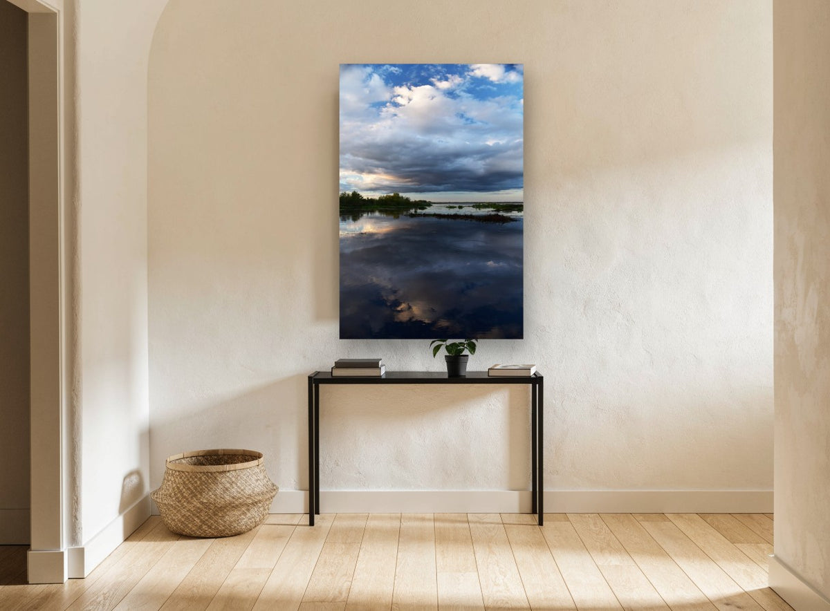 Still Water Storm landscape canvas print on the wall of a hallway