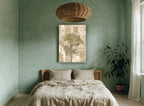 Fennel Almanac Collage vintage canvas print on the wall of a bedroom
