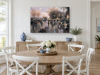 Elegant Evening Promenade city canvas print on the wall of a Hamptons dining room