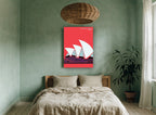 Coral Sails city canvas print on the wall of a bedroom